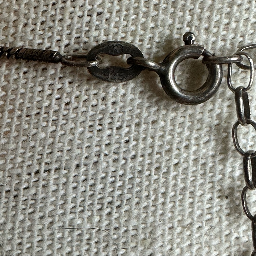 Vintage Sterling Silver Abalone Shell Wire Wrapped Pendant Necklace - Picture 6 of 9